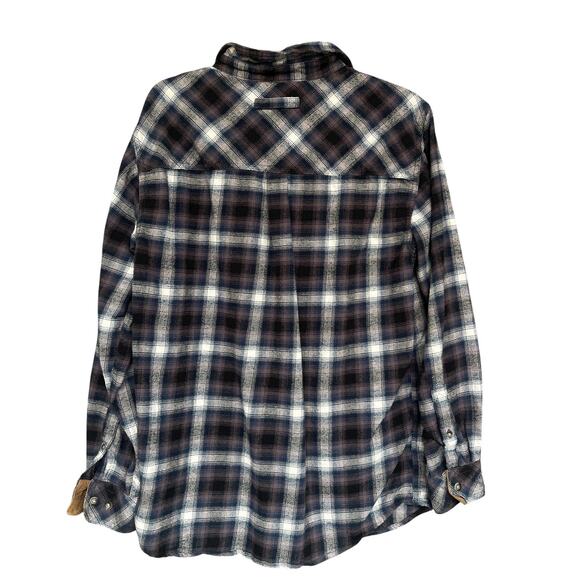 Legendary Whitetails Shirt Mens Medium Blue Gray Plaid Buck Camp Flannel Hunting - Picture 2 of 9